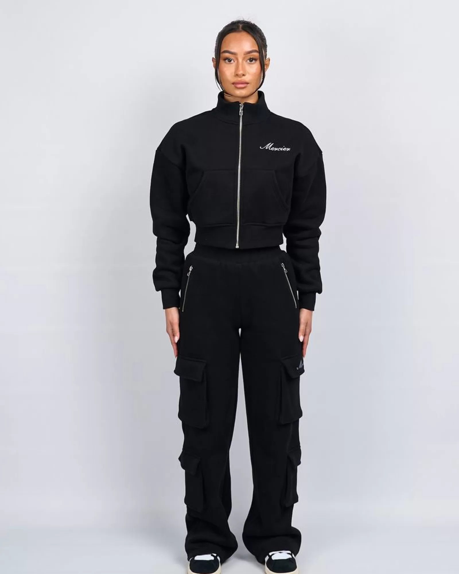 Trainingsanzüge Für Damen>Mercier Damen schwarze Signature Jersey Trainings jacke