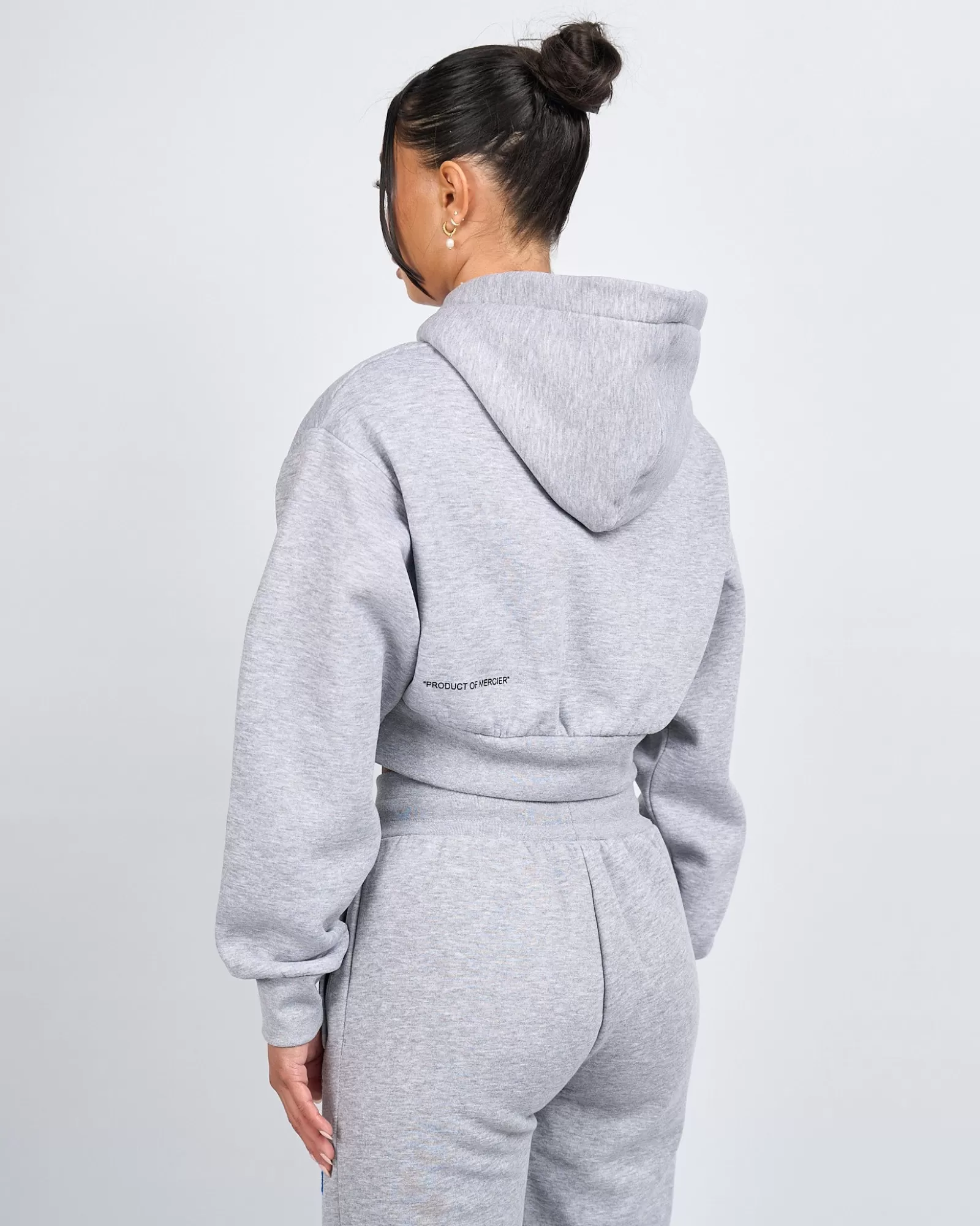 Outlet Damen | Hoodies Für Damen>Mercier Frauen Grau Marl OG Abzeichen Crop Hoodie mit Reiß verschluss