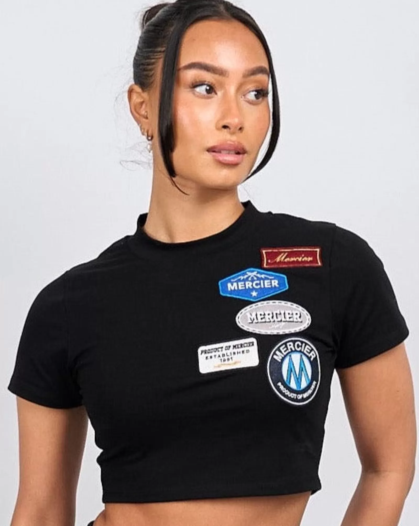 Damen-tops | Damen Bestseller>Mercier Frauen schwarzes OG-Abzeichen beschnitten Baby-T-Shirt