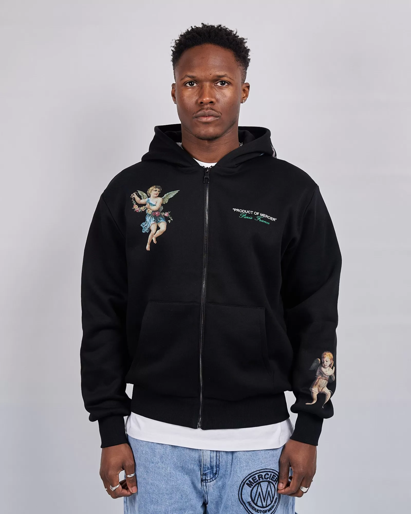 Trainingsoberteile / Hoodies>Mercier Schwarzer Angelo Produkt von Kapuzen pullover mit Reiß verschluss