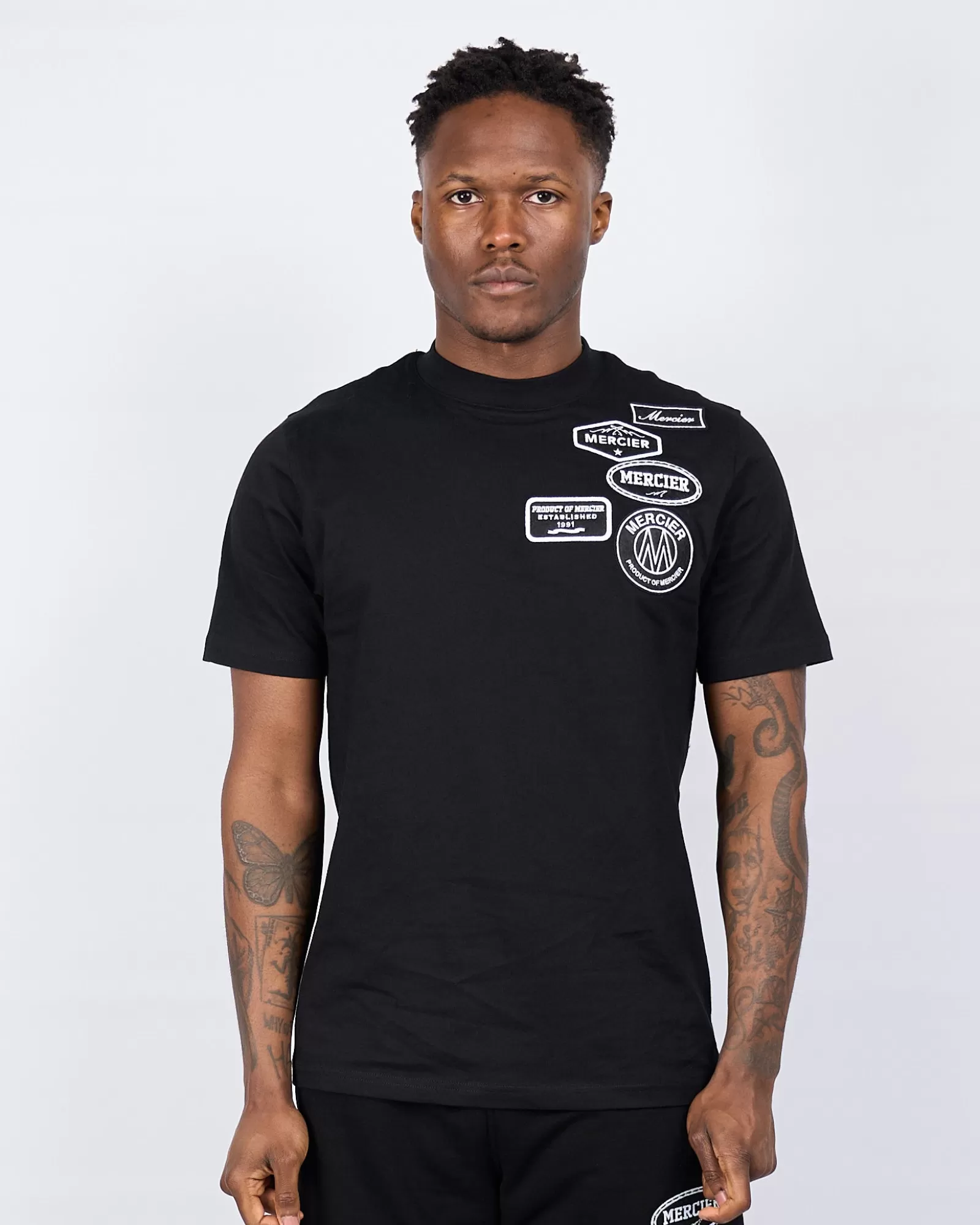 Sommersets | T-shirts>Mercier Schwarzes Mono Abzeichen Tshirt