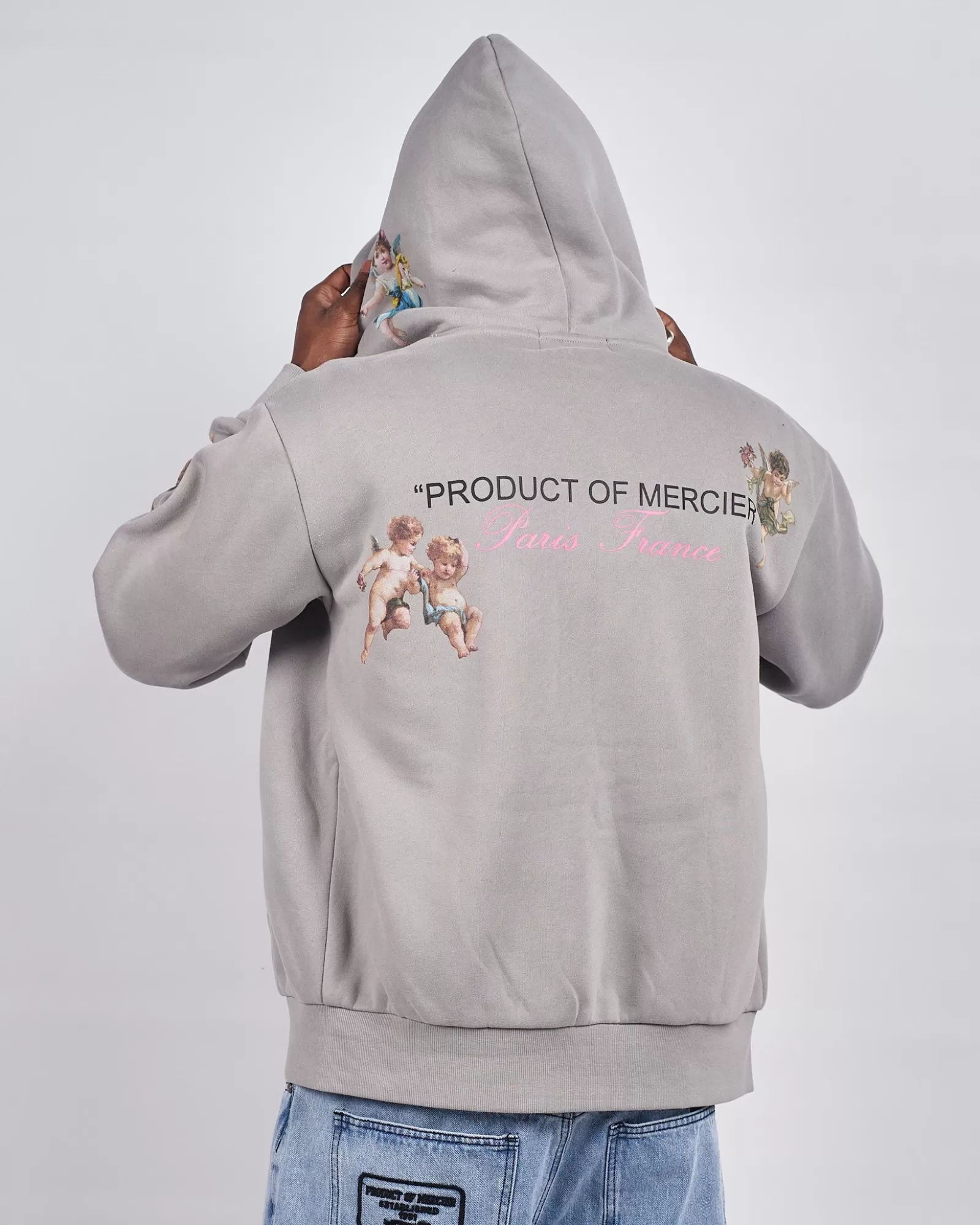 Trainingsoberteile / Hoodies>Mercier Stahl Angelo Produkt von Kapuzen pullover mit Reiß verschluss