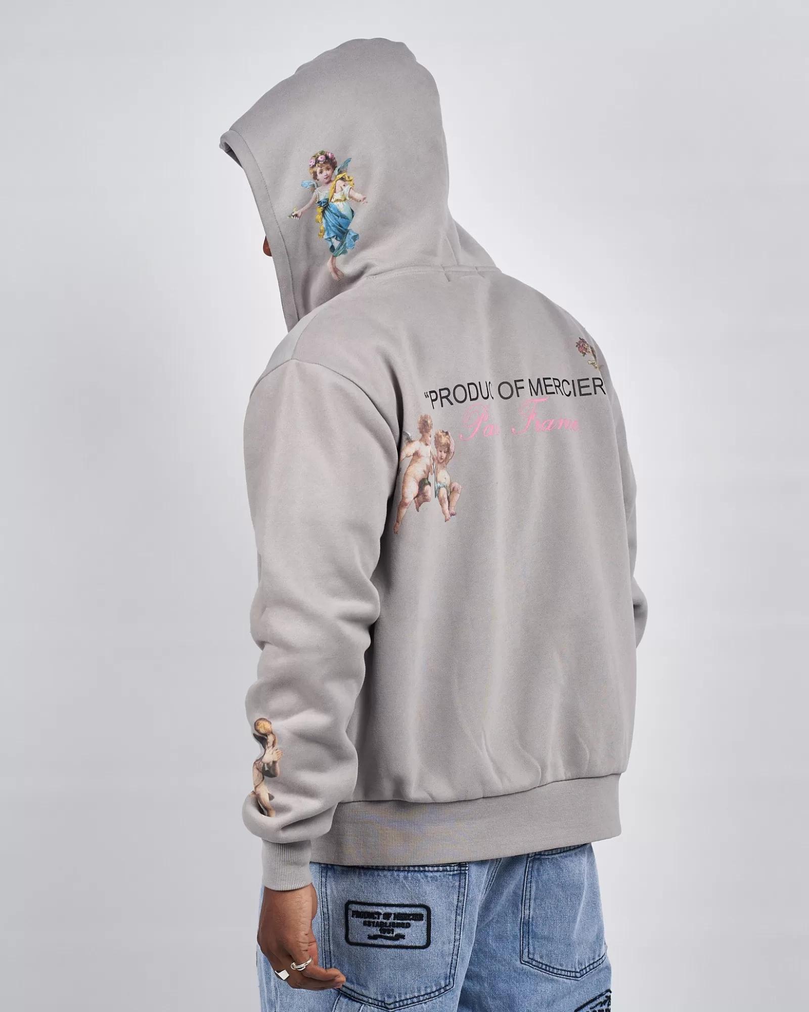 Trainingsoberteile / Hoodies>Mercier Stahl Angelo Produkt von Kapuzen pullover mit Reiß verschluss