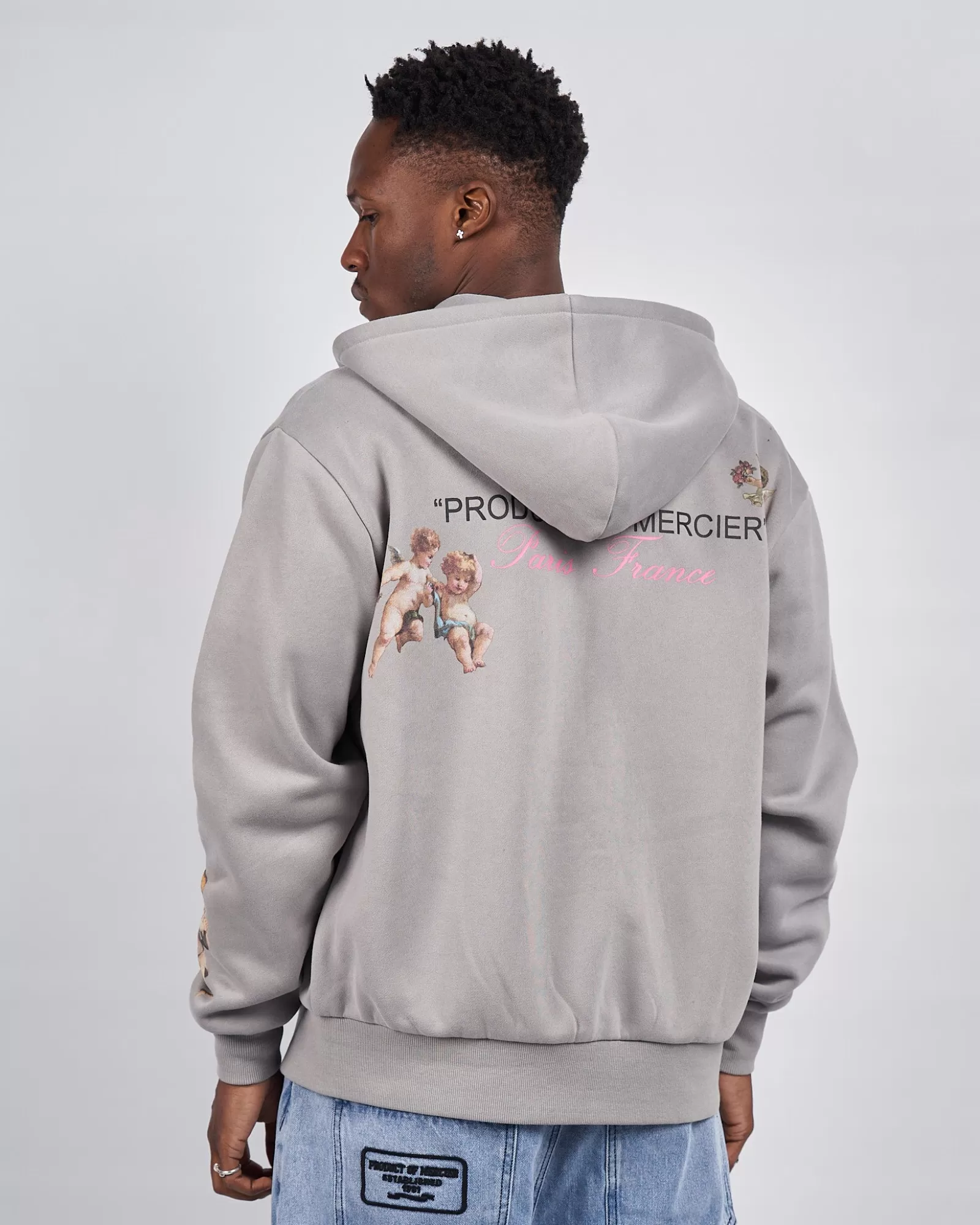 Trainingsoberteile / Hoodies>Mercier Stahl Angelo Produkt von Kapuzen pullover mit Reiß verschluss